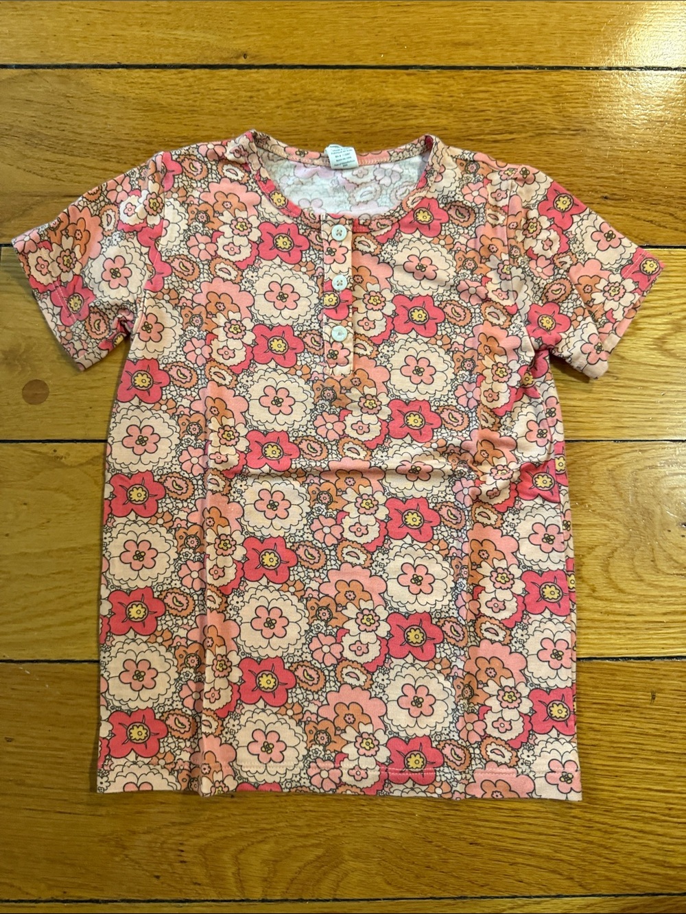 kate quinn Pink & Peach Floral Short-Sleeve Henley Top